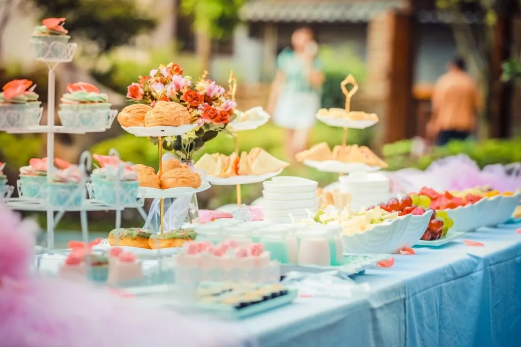 pastries set up in a table outdoors