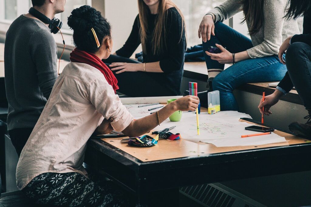 group of people having a meeting