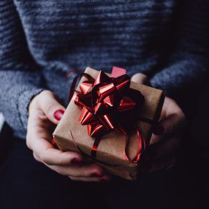 woman holding gift