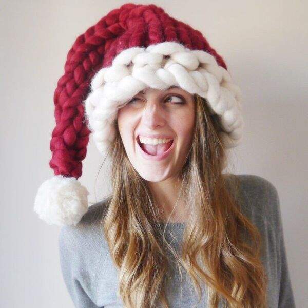 Christmas hat - a woman winking