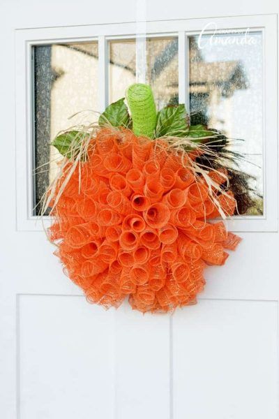 Deco Mesh Pumpkin Wreath