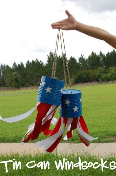 4th of July Tin Can Windsocks