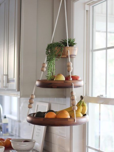 Hanging Fruit Basket From Wood Bowls DIY -alwaysrooney.com