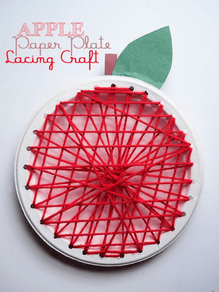 Apple Paper Plate Lacing Craft