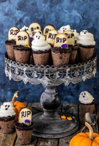 Ghosts in the Graveyard Halloween Dessert Shooters