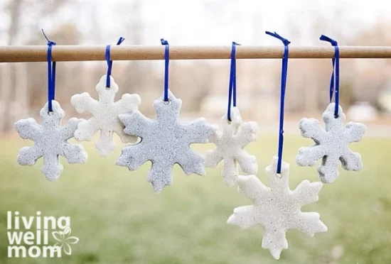 Glittery Salt Dough Snow Flakes