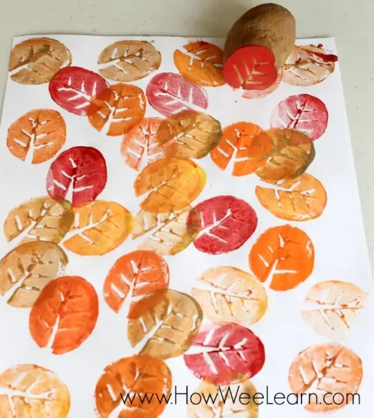 Fall Leaf Potato Stamping