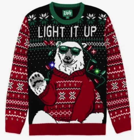The Ugly Sweater Co. Light Up Ugly Christmas Sweater with LEDs - Snug Fit, Motion Activated Light Up Ugly Sweater Designs