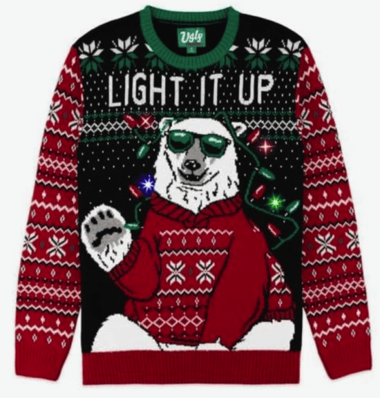 The Ugly Sweater Co. Light Up Ugly Christmas Sweater with LEDs - Snug Fit, Motion Activated Light Up Ugly Sweater Designs